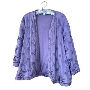 Vintage Formfit Quilted Bed Jacket Purple Textured Design Sz L Tag Satin Feel